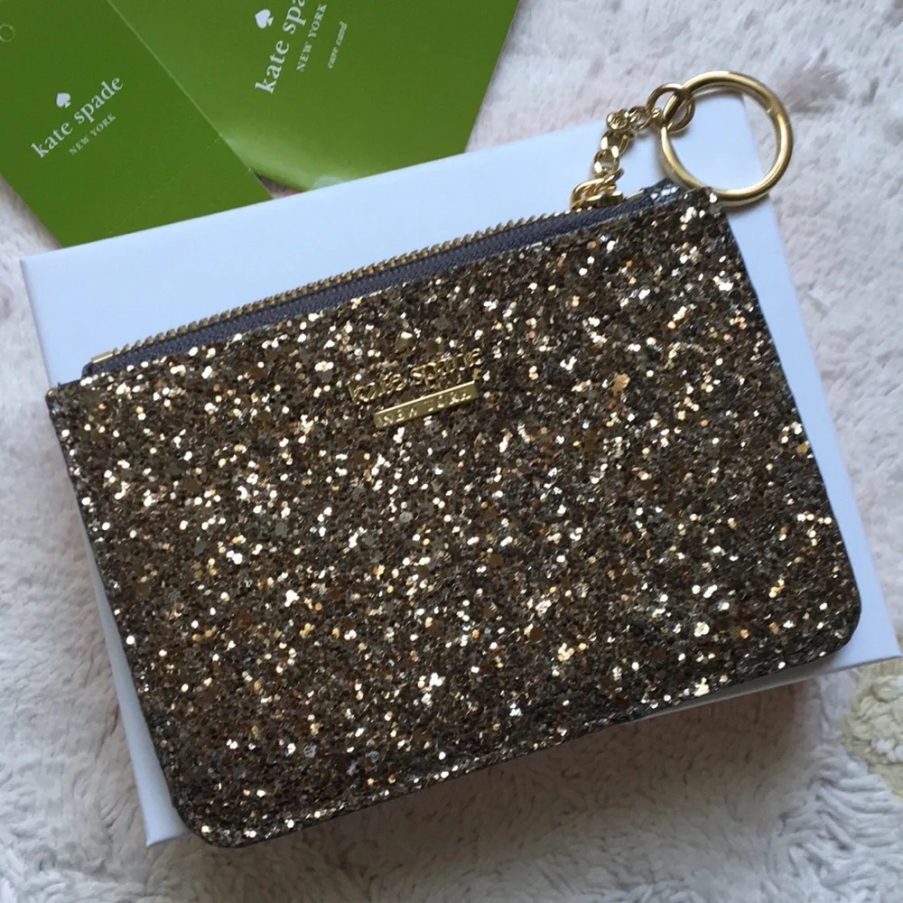 🍦HOST PICK🍦Kate Spade NWT Bitsy Laurel Way Glitter Gunmetal Silver Gold sparkle